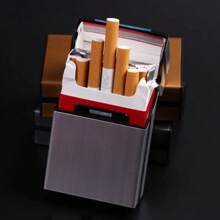 鋁合金香煙盒 刷砂香煙盒 金屬香煙盒 磁鈕香煙盒 男士金屬香煙盒 - 銀色 - 查看 1