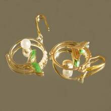 1對春天靈感綠草耳環,生動活潑的耳環 - 綠色 - 查看 4