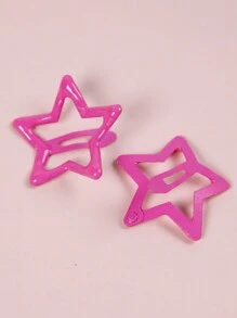 10pcs Mixed-Color Girls' Hair Clips With Star & Dopamine Design, Suitable For Daily Use And School