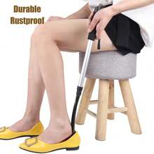 1 Pieza Calzador De Aluminio De Mango Largo Con Cuerda Ajustable, Adecuado Para Personas Mayores - Blanco - Ver 1