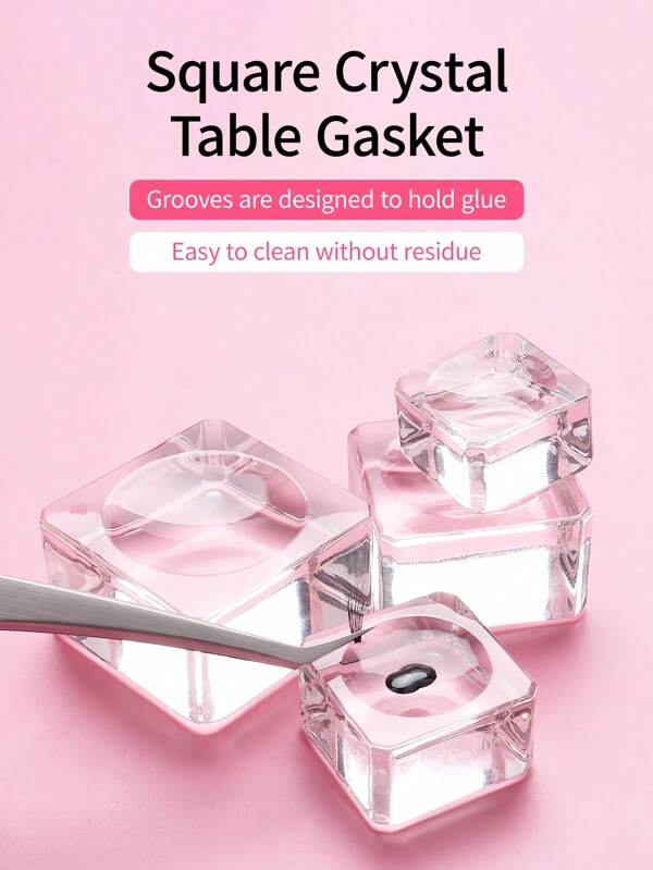 HMQ beauty Eyelash Extension Glue Pad Glass Square Palette, Sticky Adhesive Plate For Eyelash Extension, Nail Art, Makeup Tool