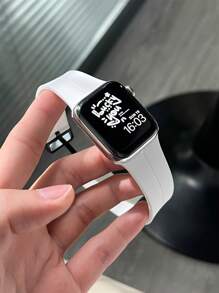 可折叠液态硅胶磁吸运动表带，兼容苹果手表表带 42mm、38mm、40mm、41mm、44mm、45mm、46mm、49mm，时尚智能手表替换表带，适用于 Ultra2、Ultra SE2、SE 11、10、9、8、7、6、5、4、3、2、1 系列，男女通用，白色，可作为学生返校礼物 - 白色 - 查看 3