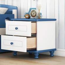 Wooden Nightstand With Two Drawers For Kids,End Table For Bedroom - 藍色 - 查看 10
