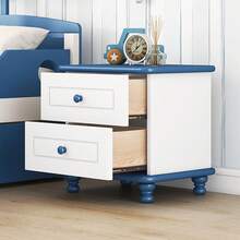 Wooden Nightstand With Two Drawers For Kids,End Table For Bedroom - 藍色 - 查看 9