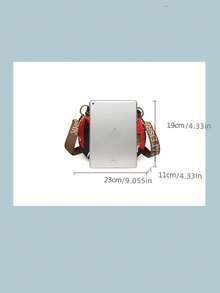 時尚對比印花肩包和多用途休閒斜跨包 - 紅色 - 查看 6