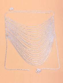 3pcs/Set Women's Sparkling Rhinestone Multiple Layered Chain Bralette, Stylish & Sexy Bikini Chain Suitable For Daily Wear/Beach/Party/Wedding - Silver - View 2