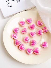 chenming 15入組多種顏色的塑膠愛心珠子,非常適合學生日常佩戴和節日diy工藝品製作 - 15pcs - 查看 16