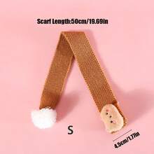 1入組情人節寵物貓圍巾,針織卡通熊刺繡頸暖保暖毛線領扣球寵物裝飾 - 棕色 - 查看 2