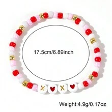 1 件訂製圓形串珠手鍊波西米亞風手工製作多色循環設計珠寶可愛心形時尚 2024 新款 - 彩色 - 查看 6