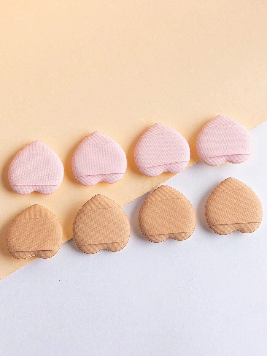 8 件裝迷你心型手指海綿塗抹器適合日常化妝（遮瑕和暈染） - 彩色 - 查看 1