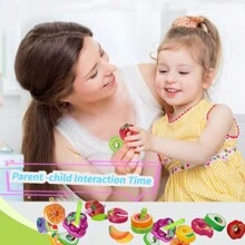 1 Set Children Boys Girls Fruit Beaded Beads ABS With Graphic Cognition Learning Cards Educational Toy Classification Stacking Fine Motor Skills Toy Suitable For Preschool Montessori Early Education Tools - Multicolor - View 8