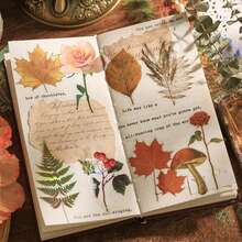 1入組40張天然筆記系列復古植物元素裝飾貼紙,具有熱壓技術（pvc） - 彩色 - 查看 4