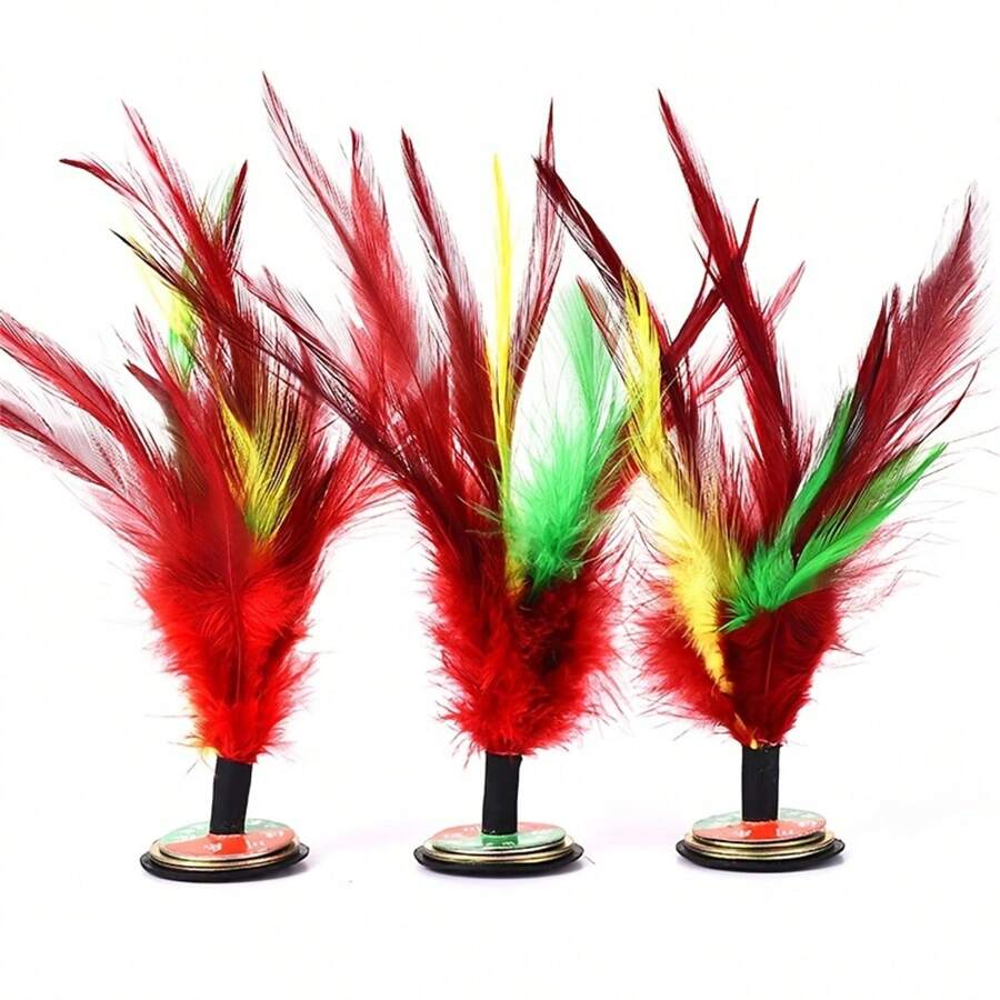 1入手工製作的毽子-多彩羽毛踢毽子-訓練手足協調的產品 - 彩色 - 查看 1