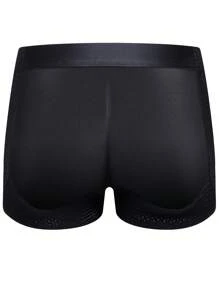 JOCKMAIL 男士加厚提臀網眼凸包平角褲,透氣網眼設計 - 黑色 - 查看 5