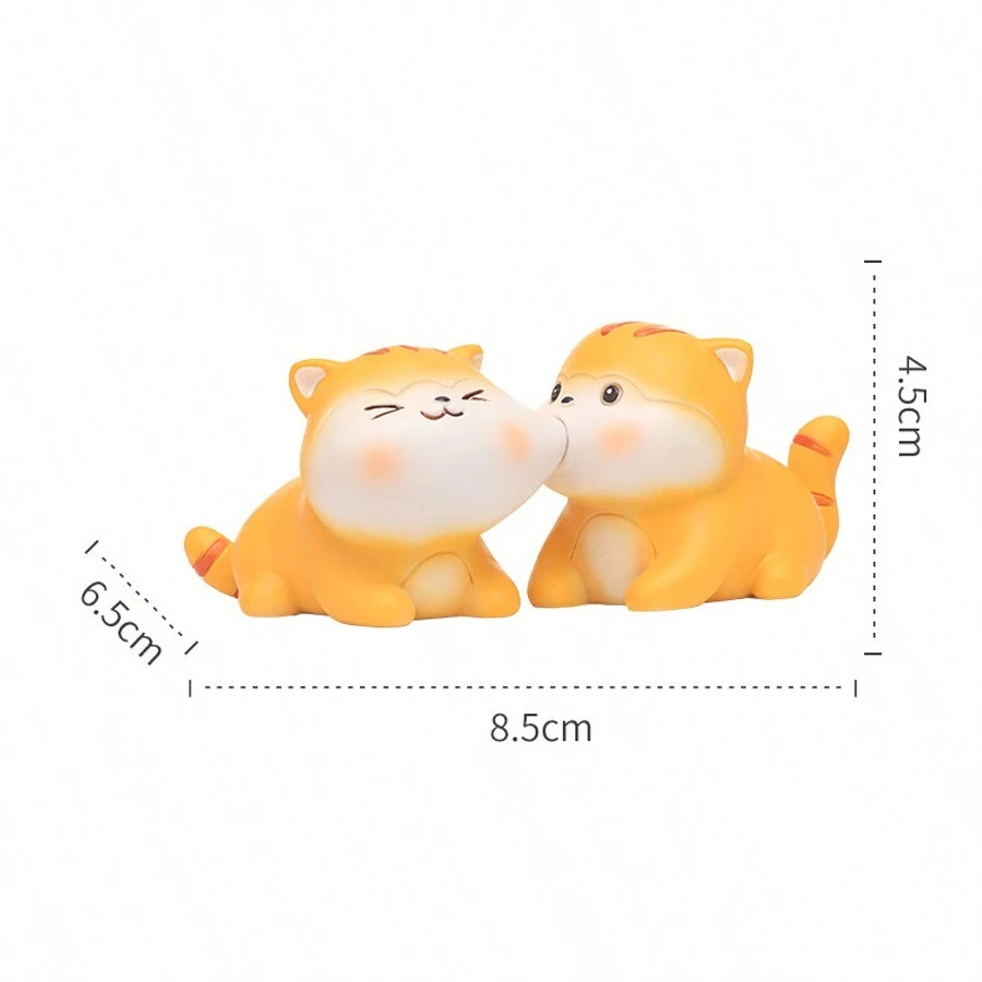 可愛的辦公桌上的貓咪情侶裝飾品,創意情人節、婚禮、節日、裝飾禮品,一對帶有貓元素的kiss雕像適用於家居裝飾 - 貓咪親吻擺件 - 查看 1