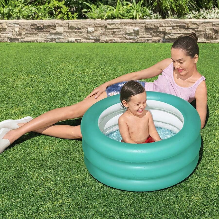 Bañera Hinchable Infantil Alberca Inflable Diseño Circular Aros De Hinchables Para Bebé - Agua verde azul - Ver 1
