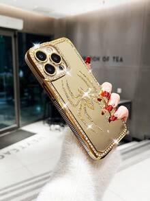 一個鑲有水鑽/電鍍/激光雕刻/中空/鑲嵌蜘蛛tpu手機殼,適用於iphone 7/8/se2/iphone7p/8p/iphone X/xs/xr/iphonexs Max/iphone11/iphone11 Pro/iphone11 Pro Max/iphone12/iphone12 Pro/iphone11 Pro Max/iphone12/iphone 12 Pro/iphone12 Pro Max/iphone 13/iphone 13 Pro/iphone13 Pro Max/iphone 14/iphone 14 Pro/iphone 14 Plus/iphone14 Pro Max/iphone 15/iphone 15 Pro/iphone 15 Plus/iphone15 Pro Max - 金色 - 查看 3