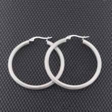 1 對銀色時尚簡約不銹鋼花朵細部圈形耳環,適合日常使用,採用真空電鍍技術 - 銀色 - 查看 1