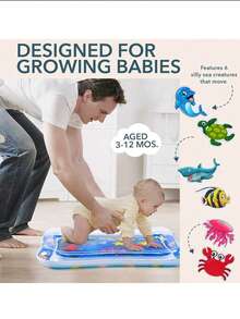 1PC Jellyfish Thickened Baby Water Pad ForCrawling And Training ,Comfortable Cushionfor 1 Year Olds And Up,Promotes SensoryDevelopment And Coordination - Blue - View 6