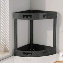 Bathroom Storage Rack, Bathroom Toiletries Storage Rack, Household Toilet, Floor To Floor, Multi-Layer Movable Tripod - Black - View 6