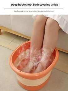 可摺疊足浴按摩桶洗衣盆家用桶便攜式泡腳浴桶家庭桑拿修腳浴缸 - 橘色 - 查看 6