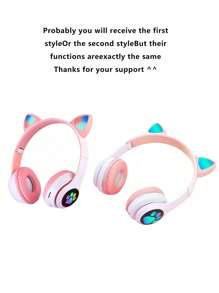 RGB 灯效猫耳无线耳机，耐用、色彩绚丽、高分辨率立体声音乐耳机，智能手机耳机，绝佳礼品之选 - 白色 - 查看 10