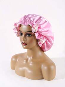 1pc Ladies' Smooth Double-Sided Satin Hat With Elastic & Ear Bumps For Sleep, Leisure And Breathability. It Can Be Worn On Both Sides For Hair Care - Multicolor - View 7