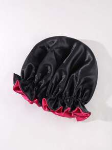 1pc Ladies' Smooth Double-Sided Satin Hat With Elastic & Ear Bumps For Sleep, Leisure And Breathability. It Can Be Worn On Both Sides For Hair Care - Multicolor - View 3