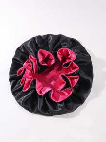 1pc Ladies' Smooth Double-Sided Satin Hat With Elastic & Ear Bumps For Sleep, Leisure And Breathability. It Can Be Worn On Both Sides For Hair Care - Multicolor - View 4