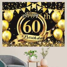1入組60歲金色生日氣球和彩帶設計背景布,可選擇82.7*59.1公寸/59.1*39.4公寸/39.4 *29.5公寸,適合裝飾客廳、臥室、攝影棚、直播區、派對用品 - 彩色 - 查看 9