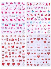 Tim Môi Ngày lễ tình nhân Miếng dán móng tay 4pcs 3D Lãng mạn Son môi Cao gót Phim hoạt hình động vật Lãng mạn Thiết kế Trang trí nghệ thuật móng tay - Nhiều màu - Xem 7