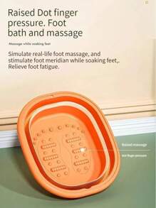 可摺疊足浴按摩桶洗衣盆家用桶便攜式泡腳浴桶家庭桑拿修腳浴缸 - 橘色 - 查看 4