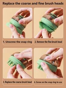 寵物沐浴刷,太空艙設計,可充電,帶有洗髮水分配器,適用於貓狗 - 綠色 - 查看 7