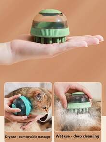 寵物沐浴刷,太空艙設計,可充電,帶有洗髮水分配器,適用於貓狗 - 綠色 - 查看 5