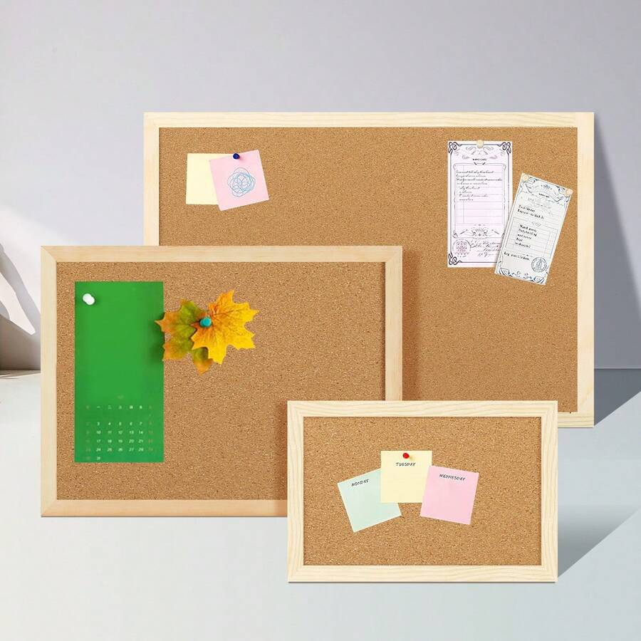 1塊木質留言板,極簡風格多尺寸適用於辦公室、學校、家裡 - 原木色 - 查看 1