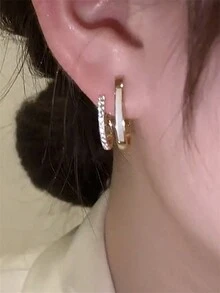 1對女孩時尚立體氧化鋯耳釘,適合日常裝飾派對首飾生日禮物 - 金黃色 - 查看 5