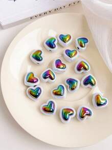 chenming 15入組多種顏色的塑膠愛心珠子,非常適合學生日常佩戴和節日diy工藝品製作 - 15pcs - 查看 10