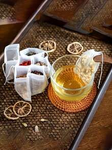 100pcs Drawstring Non-Woven Tea Bags Disposable Empty Tea Filter Bags, Suitable For Restaurant/Cafe, With String And Self-Sealing Non-Woven Tea Bags - Perfect For Steeping And Storing - Enhance Your Tea Drinking Experience - White - View 10