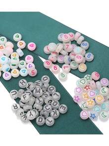 1盒4x7mm發光字母亮光亮片無孔丸子彩色豆子,圓形寶石婚禮首飾製作配件 - 熒光色 - 查看 8