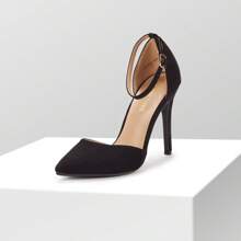 Women Black Nubuck Fashion Dress High Heel Pointed Toe Wedding Pumps Shoes - màu đen - Xem 3