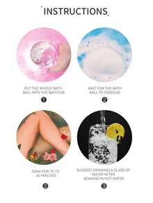 Multicolored Explosion Bath Salt & Sea Salt & Fizzy Bath Bomb Ball, Two-Tone Fruity Scent, 100g, Lots Of Bubbles, Blue Coconut Fragrance - Blue and White - View 7