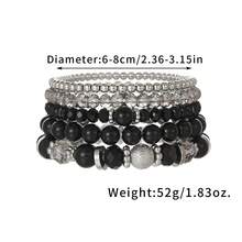 5pcs/Set Bohemian Elastic Metal Chain And Colorful Crystal Multi-Layered Beaded Bracelets For Women's Fashion Jewelry - Style 1 - View 4