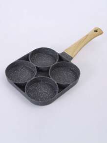 1pc Black Four-Holes Maifan Stone Egg Frying Pan, Creative And Simple Home Kitchen Breakfast Egg Burger Multi-Function Flat Bottom Pan - Black - View 4