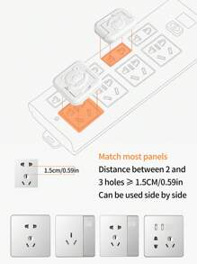 10入組(5入3針 & 5入2針)輸電插座蓋,可愛熊形設計,為兒童電氣安全保駕護航 - 白色 - 查看 5