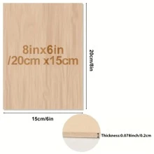 8入組未完成的木材,手工藝品用的木板-8 X 6 X 1/12英寸,2毫米厚的木板,表面平滑-未完成的方形木板,可用於激光切割、木燒、建築模型、染色等 - 8pcs - 查看 2