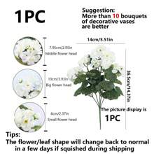 1/2/4pcs 14" Large Artificial Geranium Faux Plastic Purple Flowers For Home Wedding Kitchen Garden Table Centerpieces Indoor Outdoor Decor Fake Plants Room Decor Fall Decor Autumn Decor Centerpieces - White - View 2