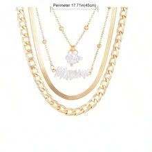 1條新款時尚多層珍珠鍊項鍊,創意設計的領子,適於女性佩戴 - 金色 - 查看 4