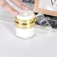 1pc Press-Type Vacuum Cream Container Full Coverage Lotion Bottle, Portable Cosmetic Sub-Bottle For Travel - Gold - View 4