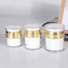 1pc Press-Type Vacuum Cream Container Full Coverage Lotion Bottle, Portable Cosmetic Sub-Bottle For Travel - Gold - View 2