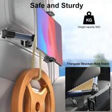 Car Headrest Mount, Tablet Headrest Holder - Stand Cradle Compatible With Devices Such As IPad Pro Air Mini, Galaxy Tabs, Other 4.7-10.5" Cellphones And Tablets - Black - Black - View 9